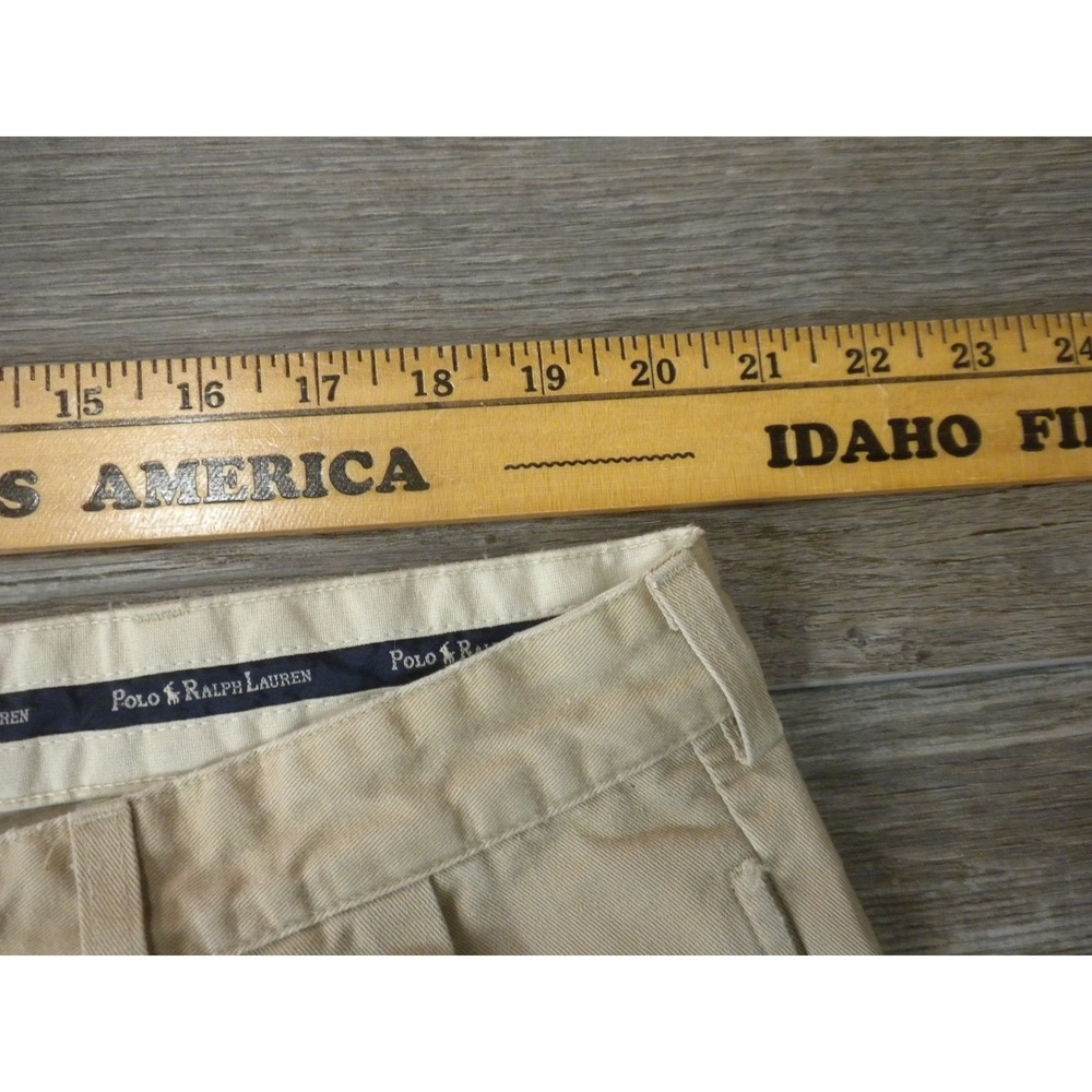 Polo Ralph Lauren Pants Mens 42x30 Beige Hammond Chino Pleated Twill Vintage USA - Picture 10 of 12